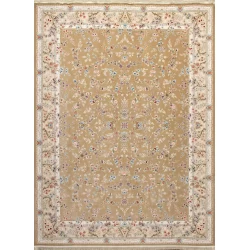 فرش ماشینی 1200 شانه تراکم 3600 گل برجسته طرح پرنسس نسکافه ای - بازارفرش - فرش 1200 شانه