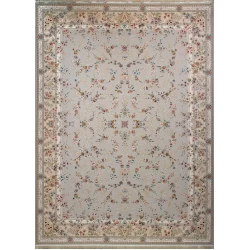 فرش ماشینی 1200 شانه تراکم 3600 گل برجسته طرح پرنسس نقره ای - بازارفرش - فرش 1200 شانه