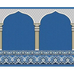 فرش سجاده ای طرح 155 آبی - بازارفرش - فرش سجاده