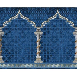 فرش سجاده ای طرح 161  آبی - بازارفرش - فرش سجاده