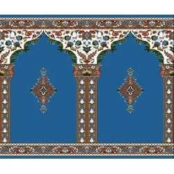 فرش سجاده ای طرح 258  آبی - بازارفرش - فرش سجاده
