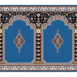 فرش سجاده ای طرح 206  آبی - بازارفرش - فرش سجاده