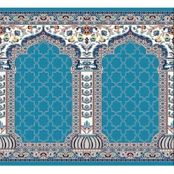 فرش سجاده ای طرح 222  آبی - بازارفرش - فرش سجاده