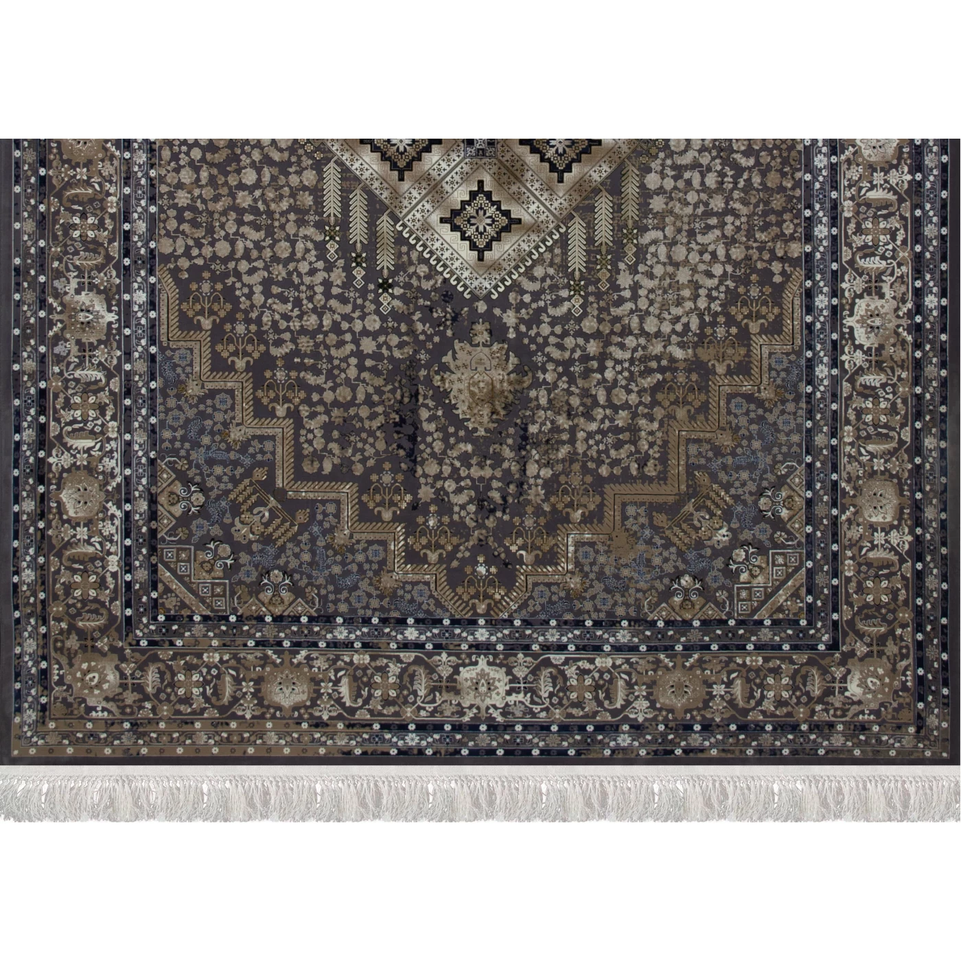 فرش ماشینی 1200 شانه تراکم 3600 گل برجسته طرح 120042 دلفینی آبی