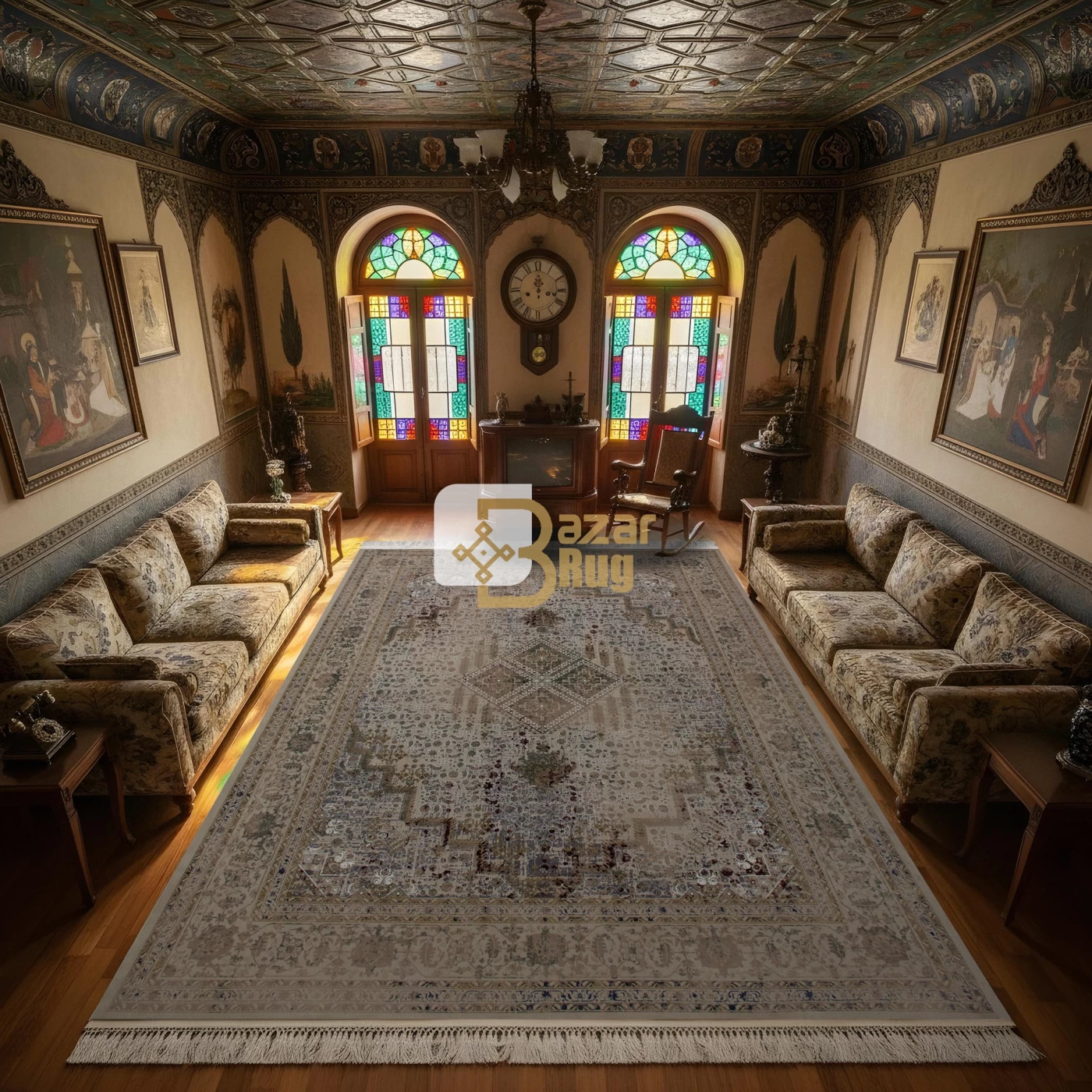 فرش ماشینی 1200 شانه تراکم 3600 گل برجسته طرح 120042 فول رنگ