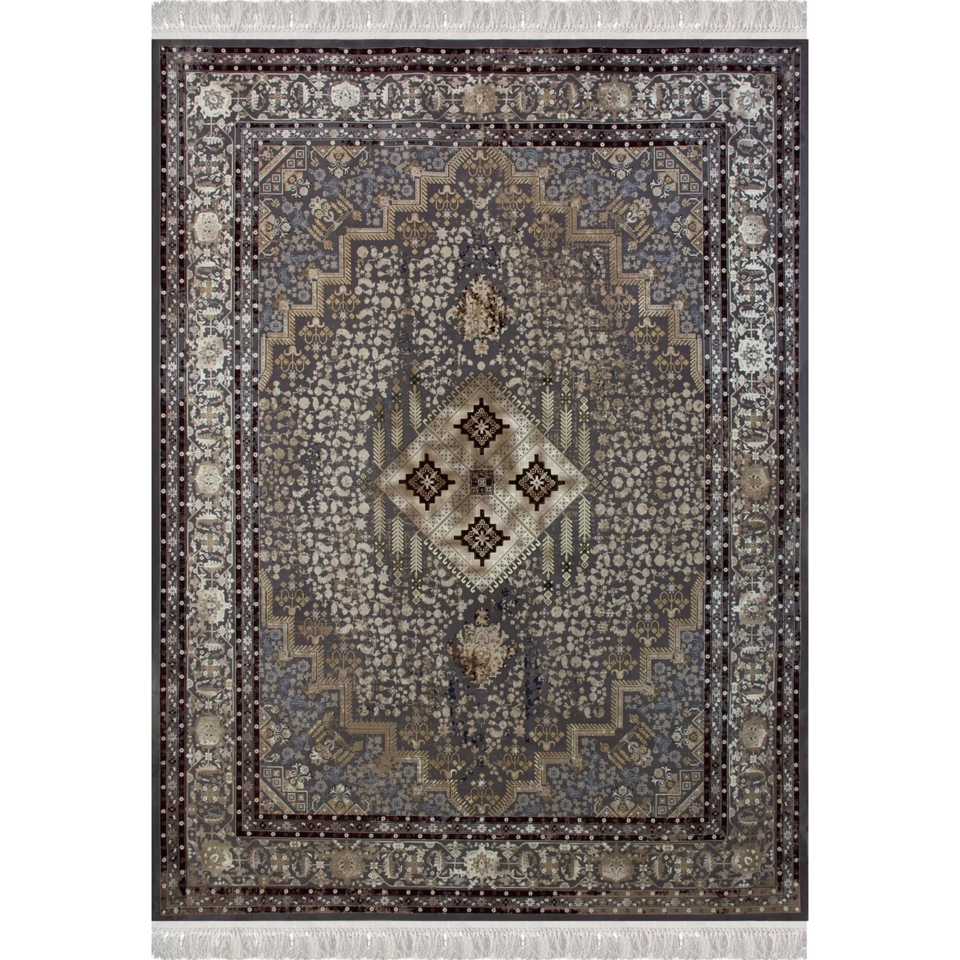 فرش ماشینی 1200 شانه تراکم 3600 گل برجسته طرح 120042 دلفینی قرمز