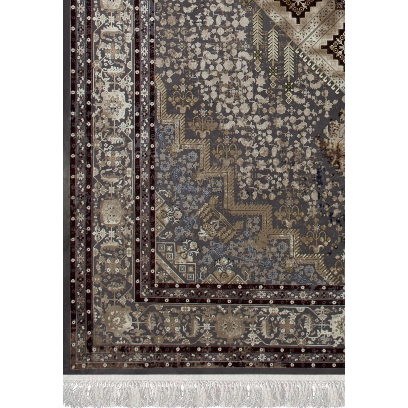 فرش ماشینی 1200 شانه تراکم 3600 گل برجسته طرح 120042 دلفینی قرمز