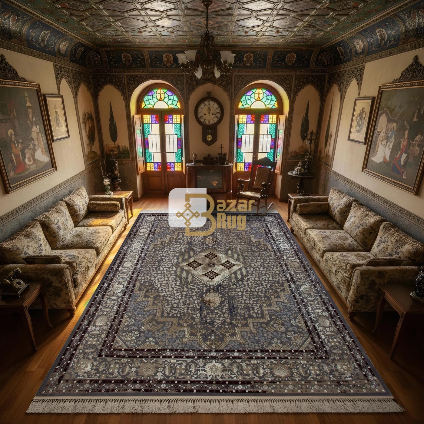 فرش ماشینی 1200 شانه تراکم 3600 گل برجسته طرح 120042 دلفینی قرمز