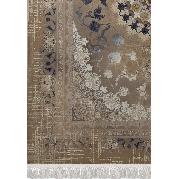 فرش ماشینی 1200 شانه تراکم 3600 گل برجسته طرح 120043 آبی