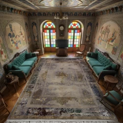 فرش ماشینی 1200 شانه تراکم 3600 گل برجسته طرح 120044 - بازار راج - سجادة 1200 عقدة عرضية