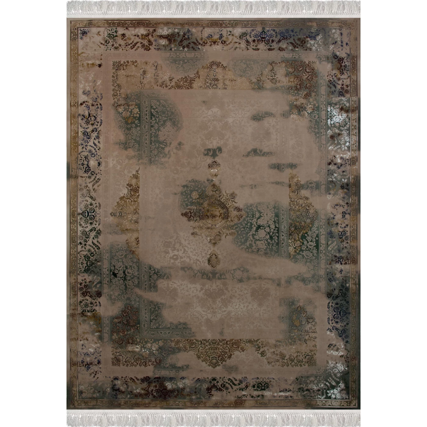 فرش ماشینی 1200 شانه تراکم 3600 گل برجسته طرح 120044 سبز