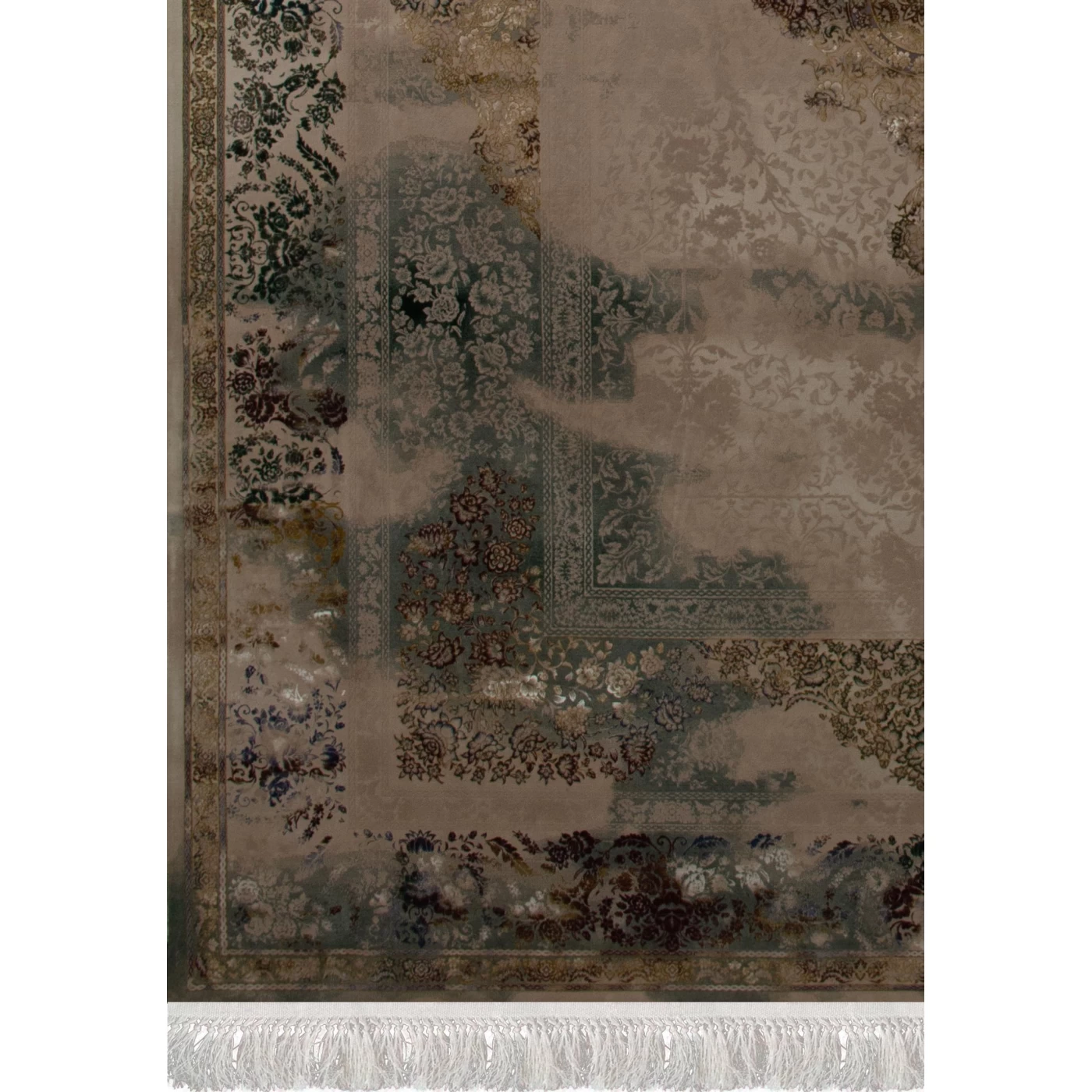 فرش ماشینی 1200 شانه تراکم 3600 گل برجسته طرح 120044 سبز