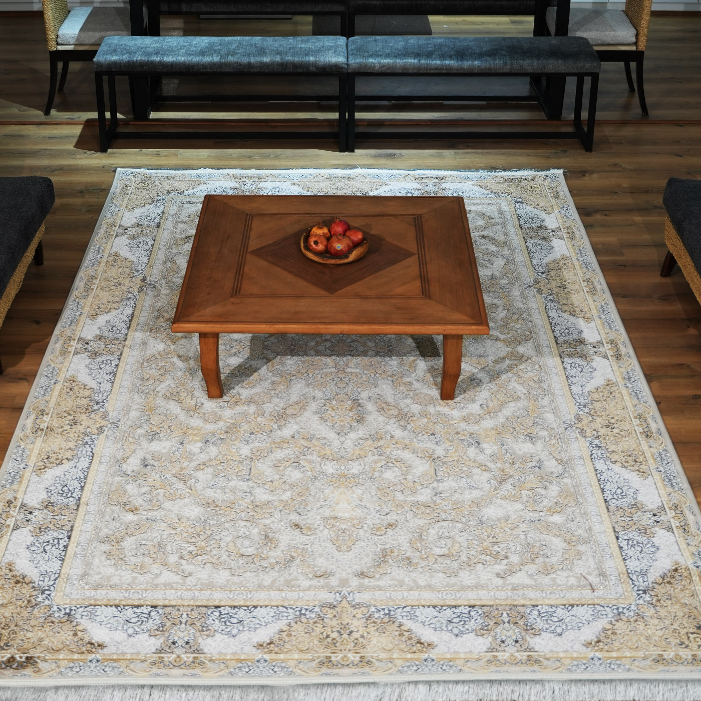 فرش ماشینی ۱۲۰۰ شانه تراکم ۳۶۰۰ گل برجسته طرح آدنا یاسی