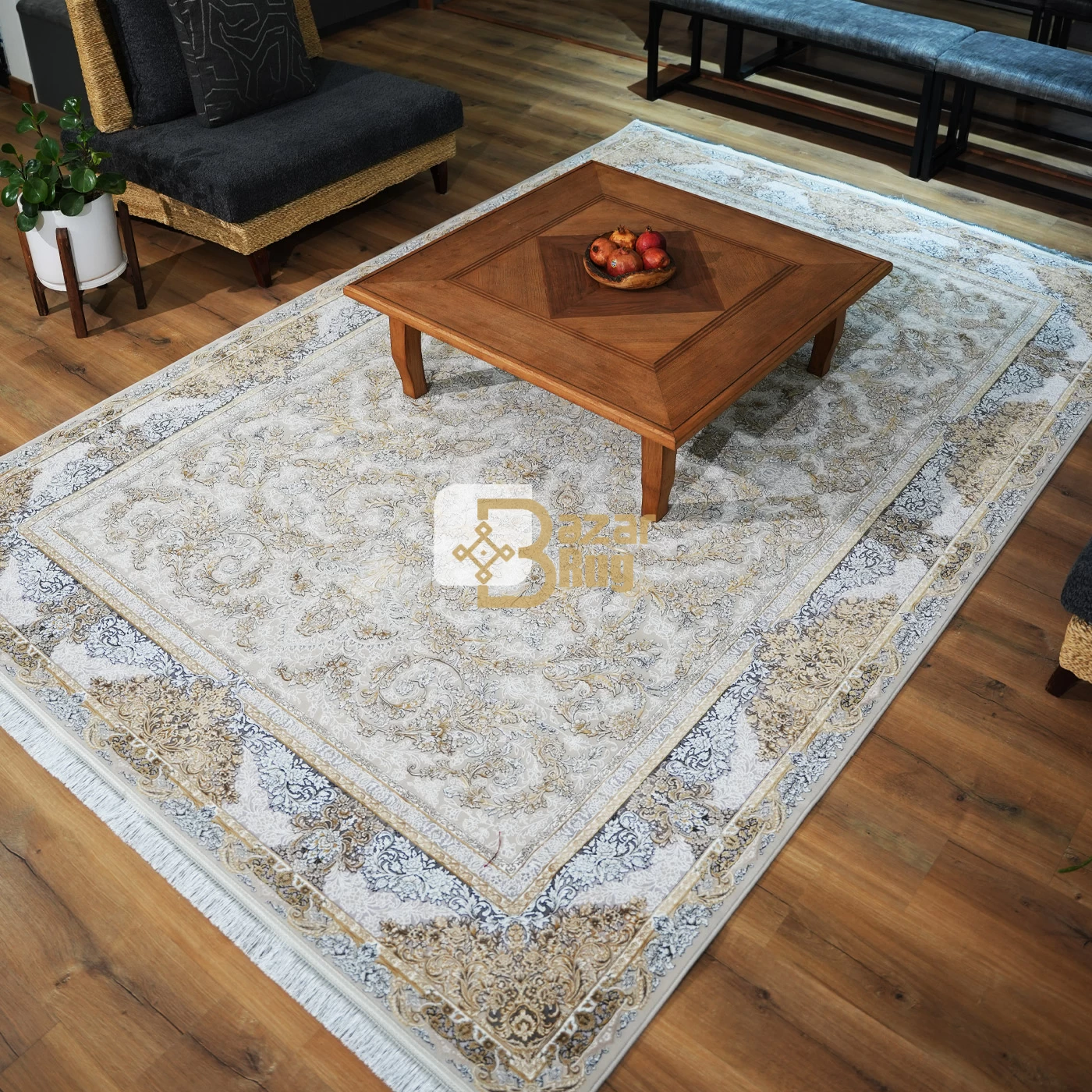 فرش ماشینی ۱۲۰۰ شانه تراکم ۳۶۰۰ گل برجسته طرح آدنا یاسی