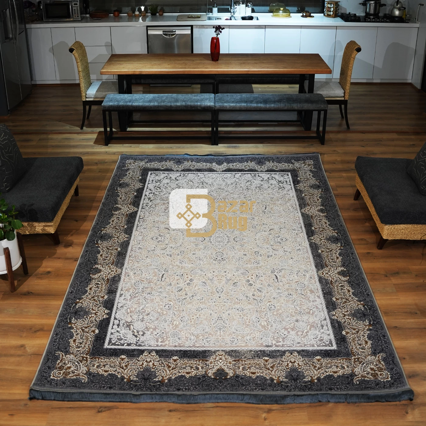 فرش ماشینی 1200 شانه تراکم 3600 طرح افرا دلفینی