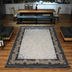 فرش ماشینی 1200 شانه تراکم 3600 گل برجسته طرح افرا دلفینی - بازارفرش - فرش 1200 شانه