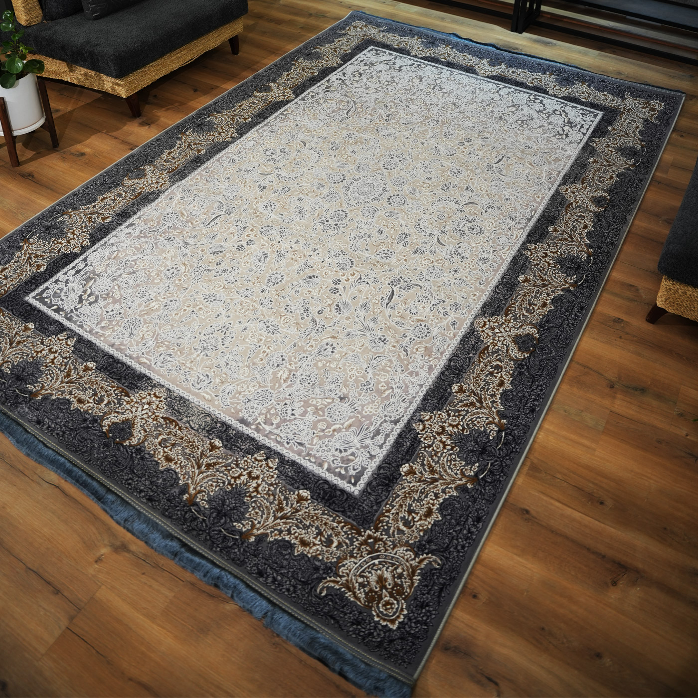 فرش ماشینی 1200 شانه تراکم 3600 طرح افرا دلفینی