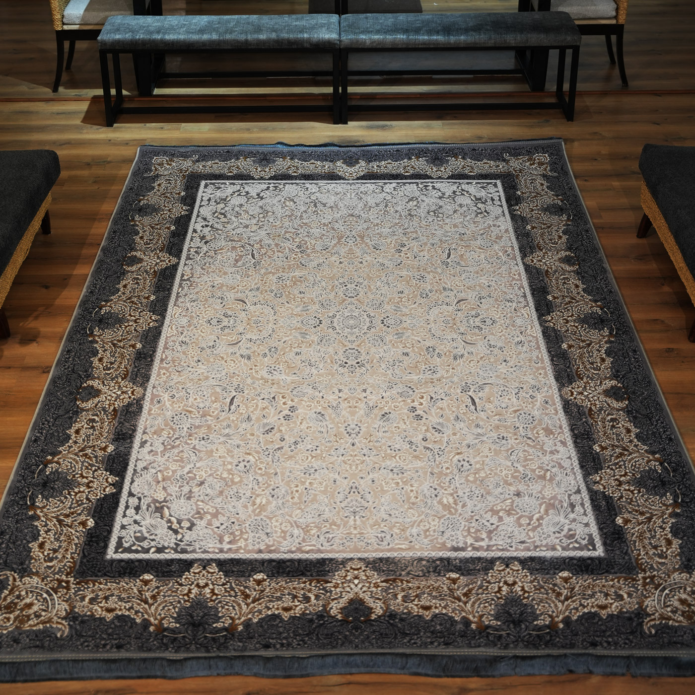 فرش ماشینی 1200 شانه تراکم 3600 طرح افرا دلفینی