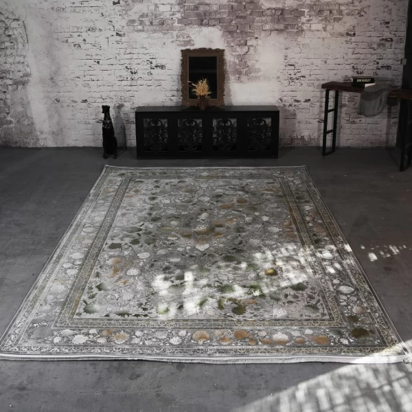 فرش ماشینی 1200 شانه تراکم 3600 گل برجسته طرح افشان شاهکار فیلی