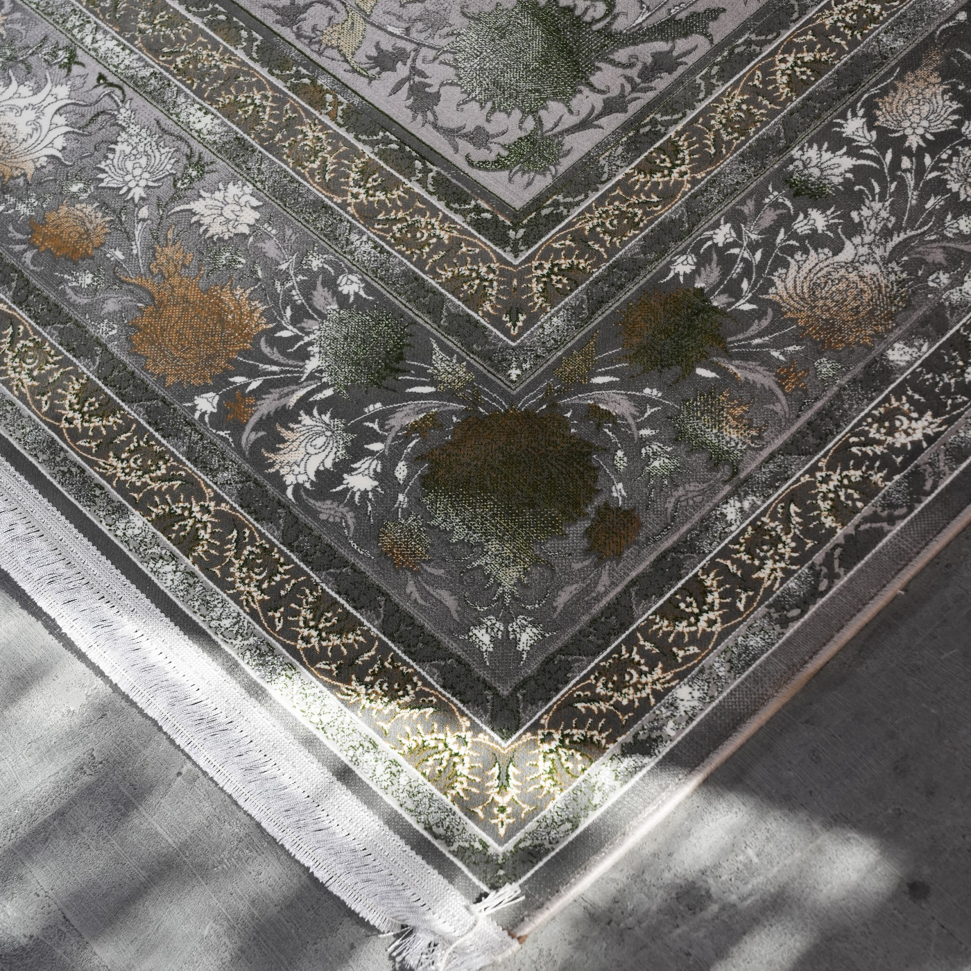 فرش ماشینی 1200 شانه تراکم 3600 گل برجسته طرح افشان شاهکار فیلی