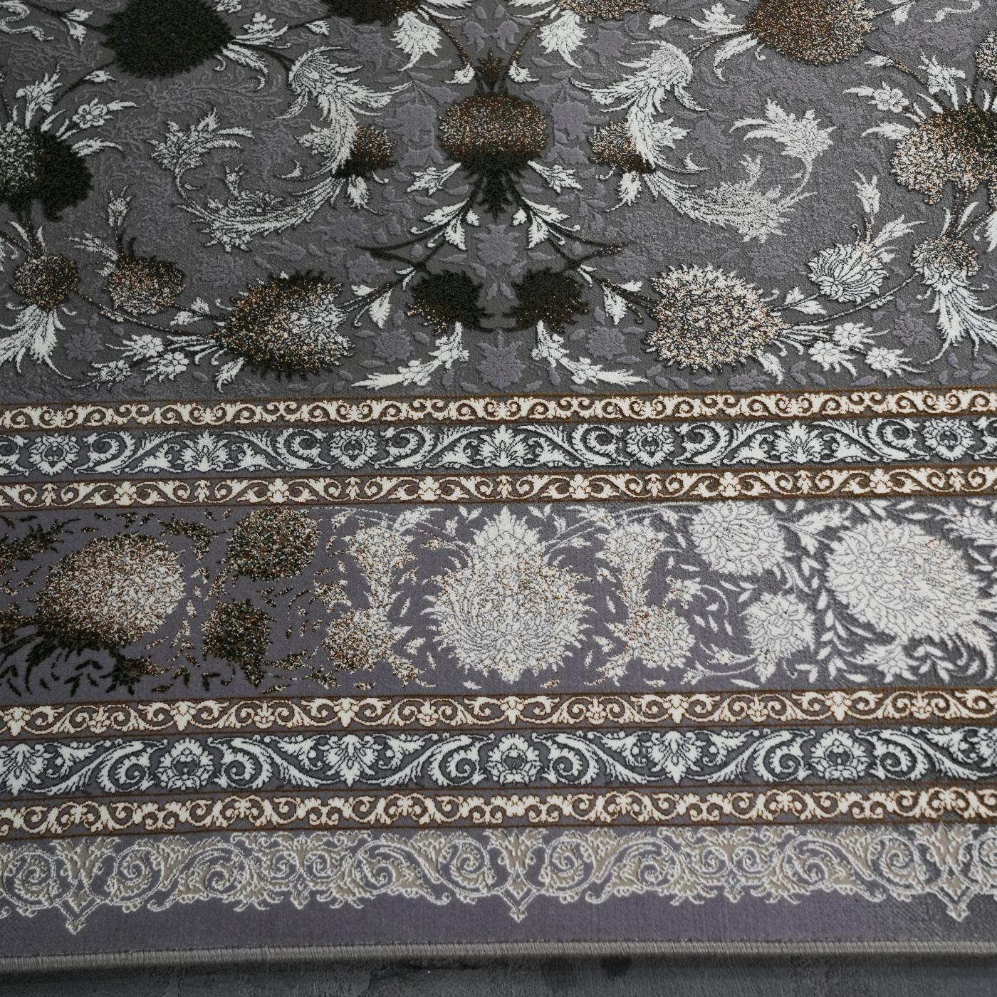 فرش ماشینی 1200 شانه تراکم 3600 گل برجسته طرح افشان شهرزاد فیلی