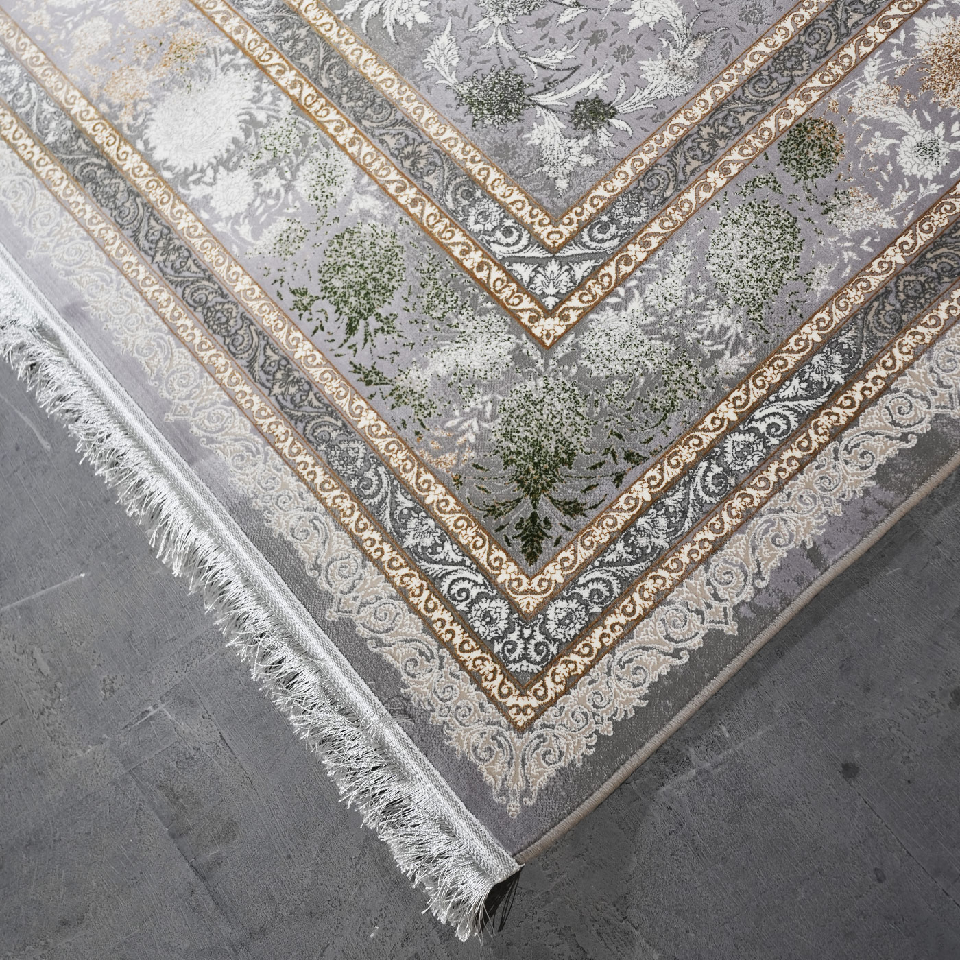 فرش ماشینی 1200 شانه تراکم 3600 گل برجسته طرح افشان شهرزاد فیلی