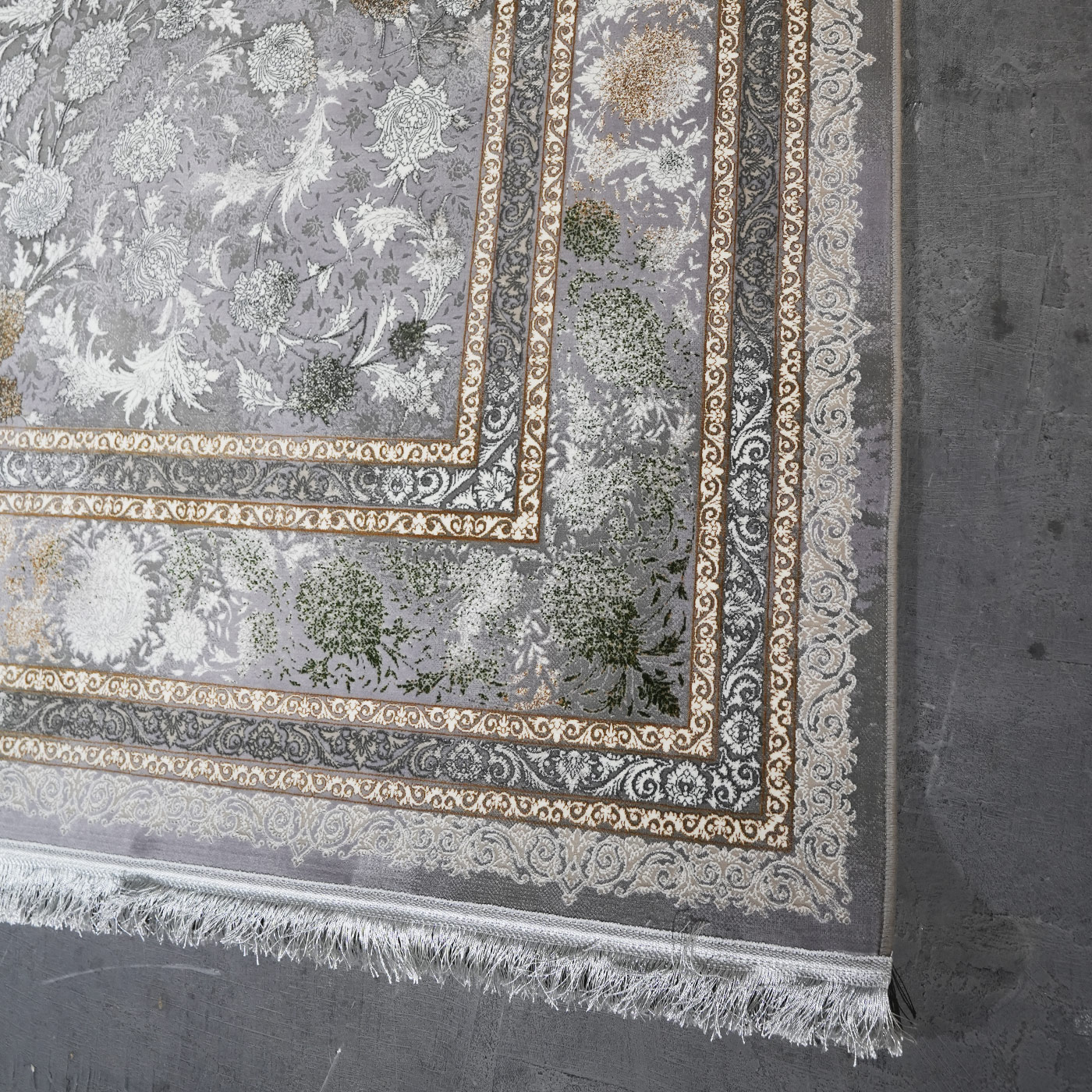 فرش ماشینی 1200 شانه تراکم 3600 گل برجسته طرح افشان شهرزاد فیلی