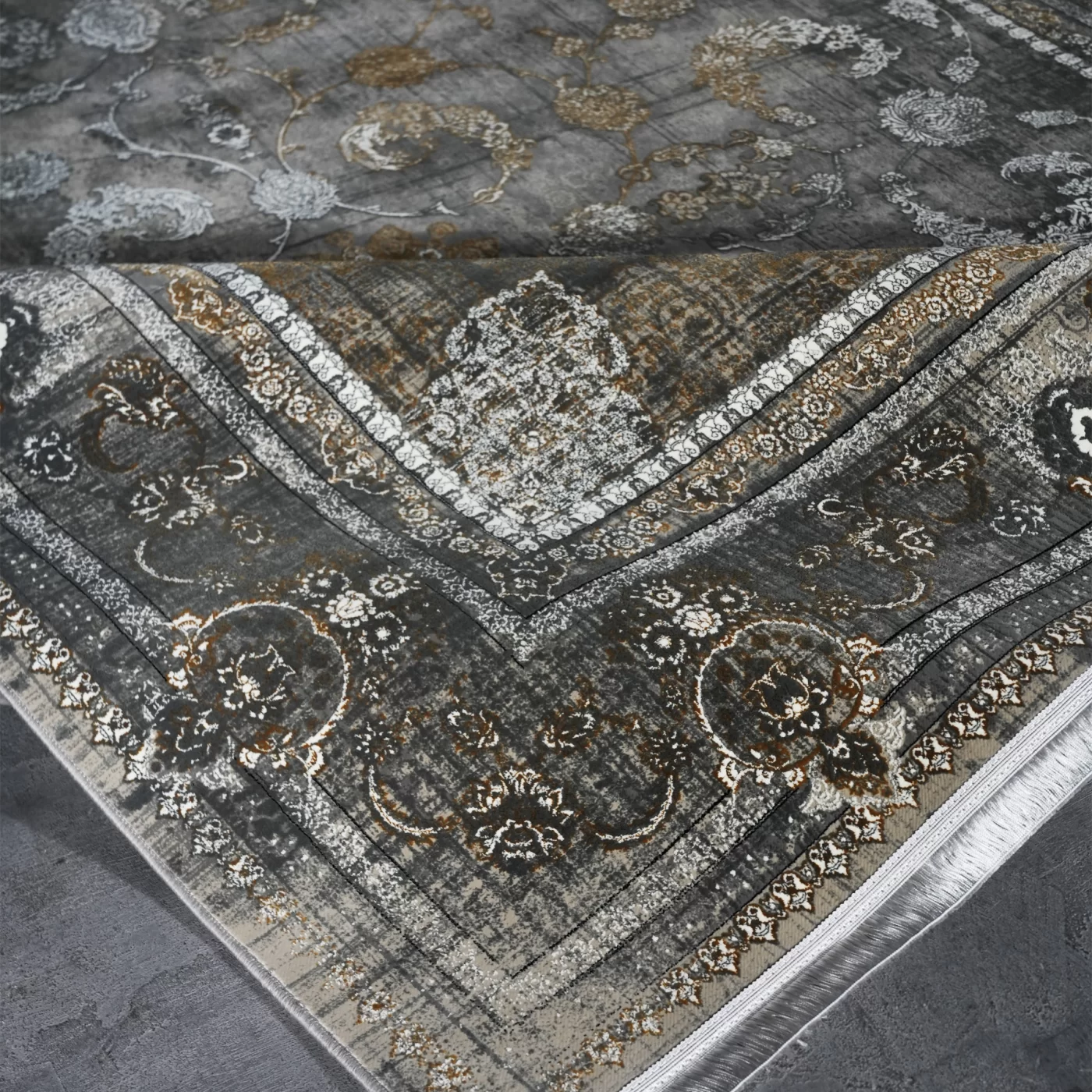 فرش ماشینی 1200 شانه تراکم 3600 گل برجسته طرح اهورا فیلی