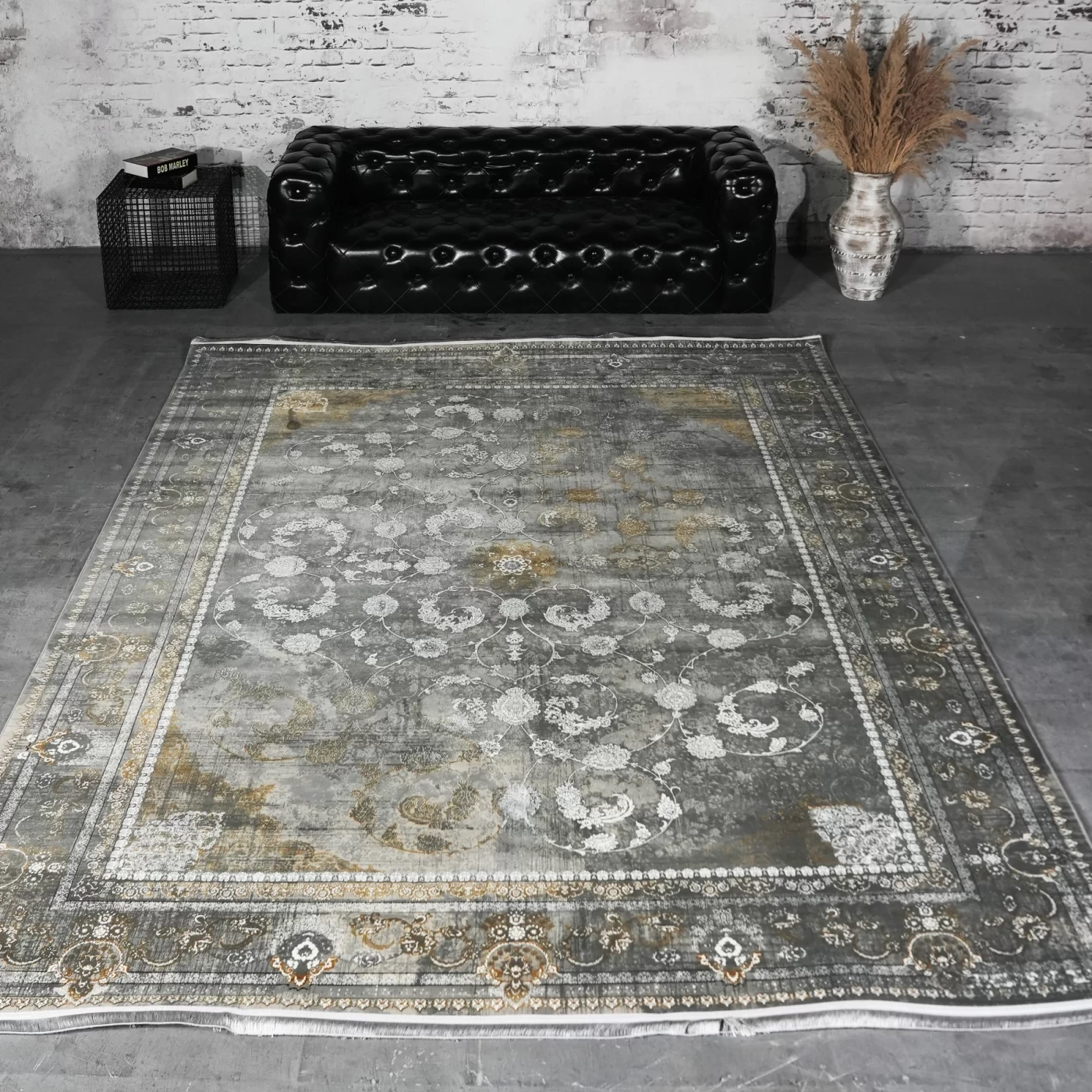 فرش ماشینی 1200 شانه تراکم 3600 گل برجسته طرح اهورا فیلی