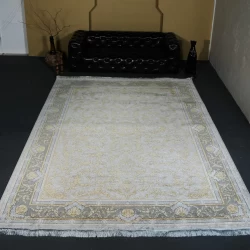 فرش ماشینی 1200 شانه تراکم 3600 گل برجسته طرح آنا بژ - بازارفرش - فرش 1200 شانه