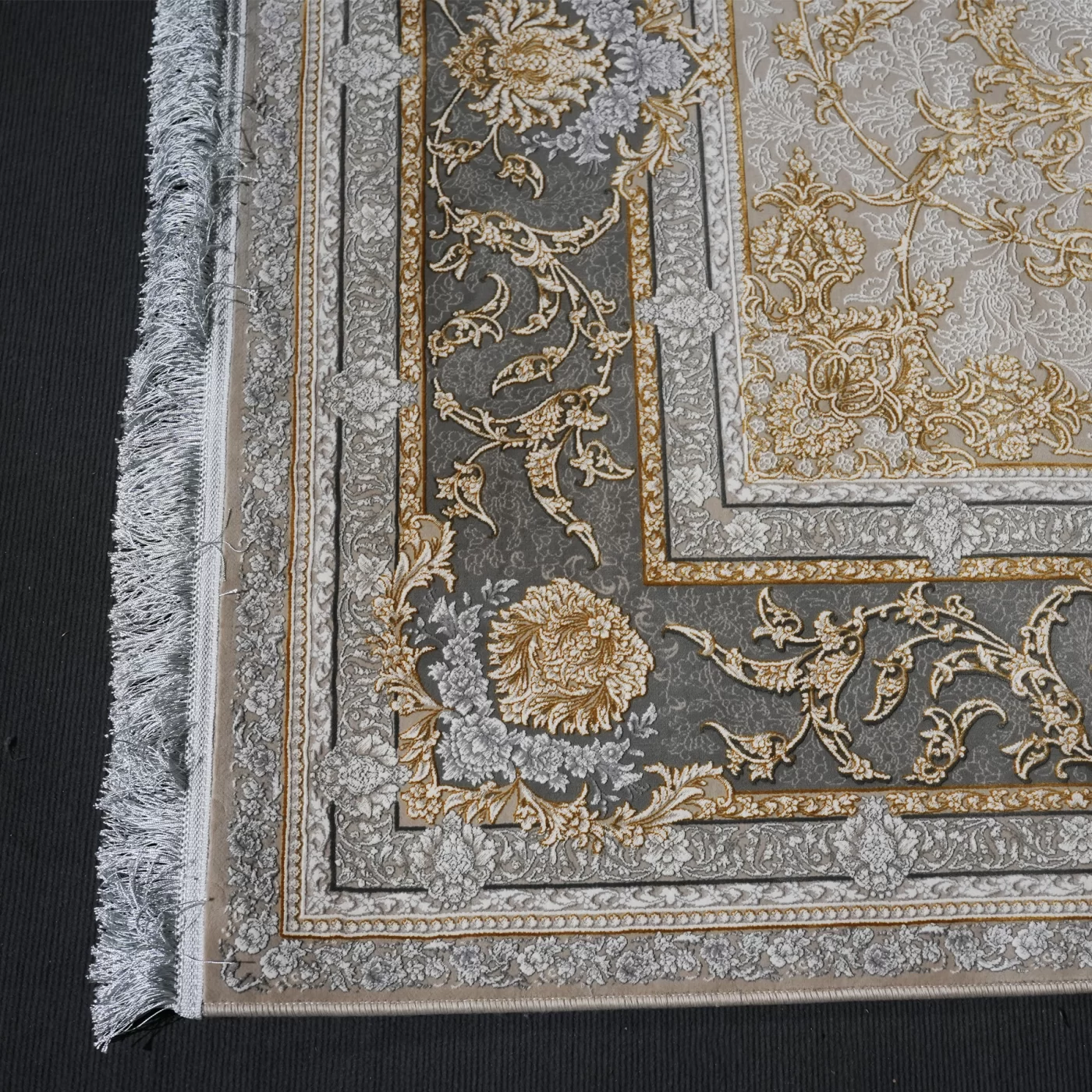 فرش ماشینی 1200 شانه تراکم 3600 گل برجسته طرح آنا بژ