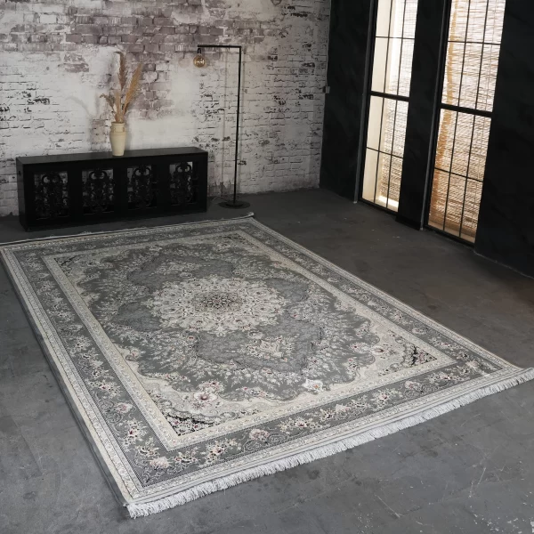 فرش ماشینی 1200 شانه تراکم 3600 گل برجسته طرح آراد دلفینی