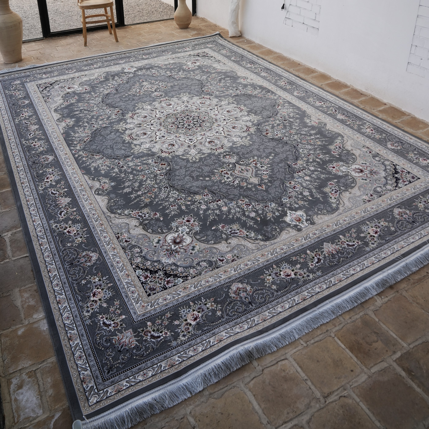 فرش ماشینی 1200 شانه تراکم 3600 گل برجسته طرح آراد فیلی