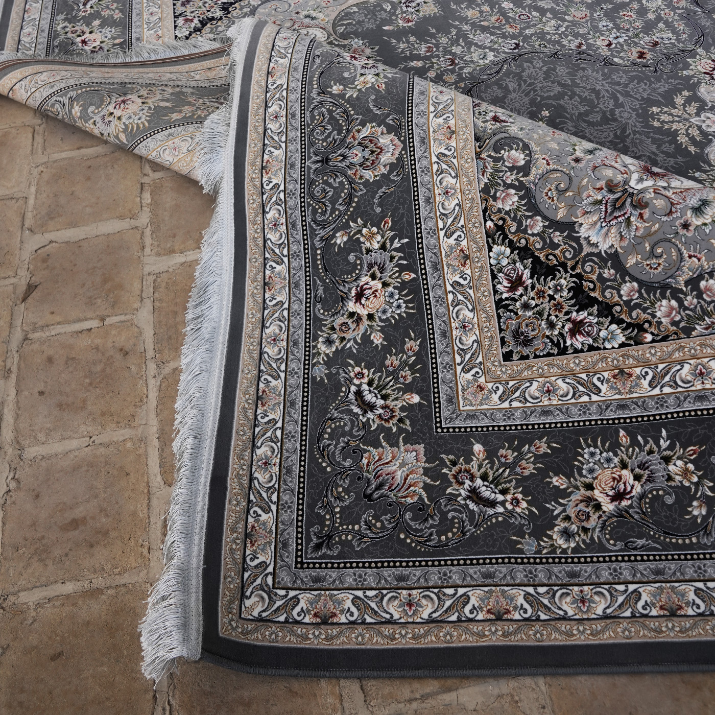 فرش ماشینی 1200 شانه تراکم 3600 گل برجسته طرح آراد فیلی