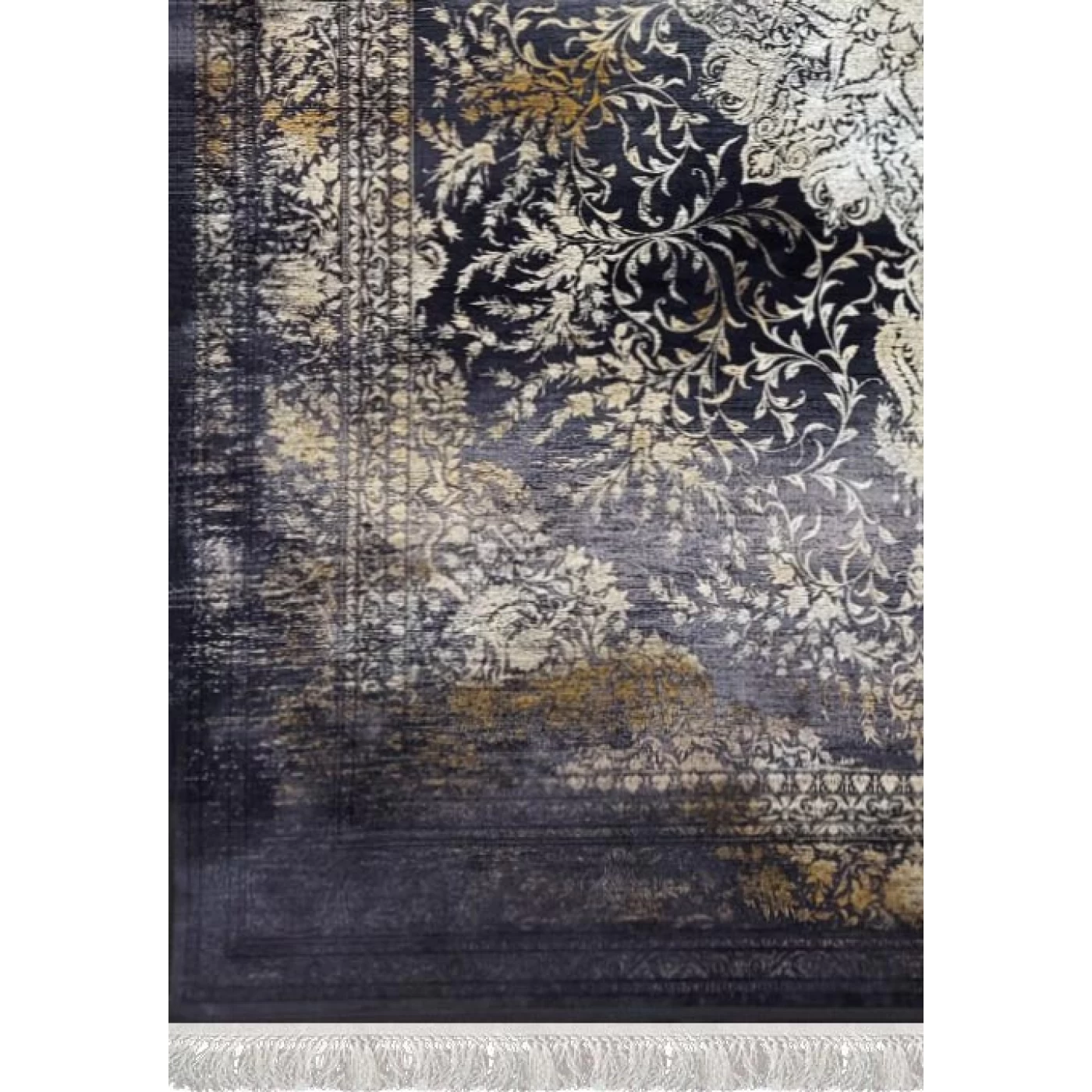 فرش ماشینی 1200 شانه تراکم 3600 گل برجسته طرح آرشا سرمه ای