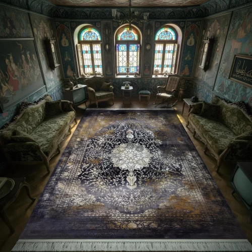 فرش ماشینی 1200 شانه تراکم 3600 گل برجسته طرح آرشا سرمه ای