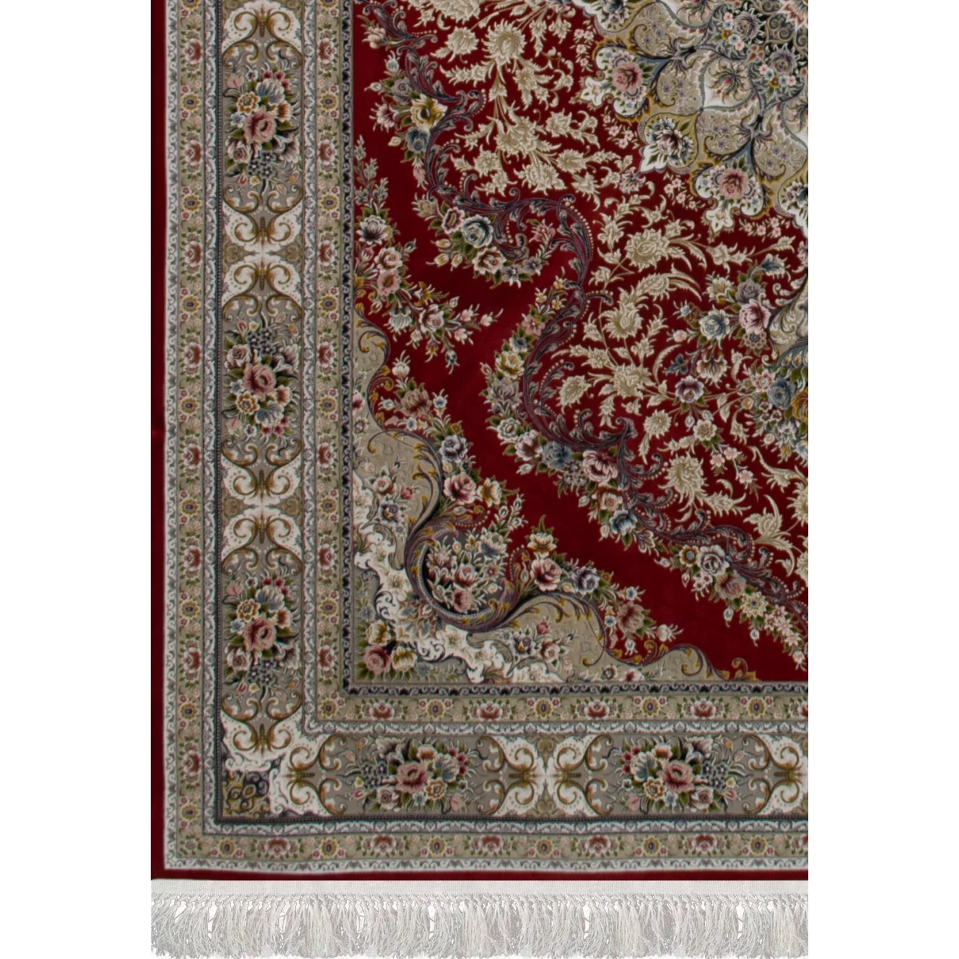 فرش ماشینی ۱۲۰۰ شانه تراکم ۳۶۰۰ گل برجسته طرح آرین لاکی