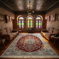 فرش ماشینی ۱۲۰۰ شانه تراکم ۳۶۰۰ گل برجسته طرح آرین لاکی - Bazar Rug - 1200 Reeds Machine Made Carpet