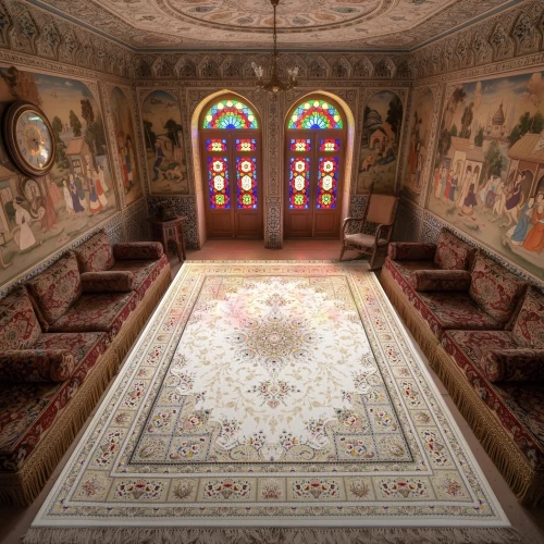 فرش ماشینی ۱۲۰۰ شانه تراکم ۳۶۰۰ گل برجسته طرح آسمان کرم