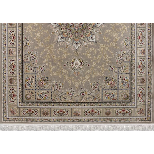 	فرش ماشینی ۱۲۰۰ شانه تراکم ۳۶۰۰ گل برجسته طرح آسمان نقره ای