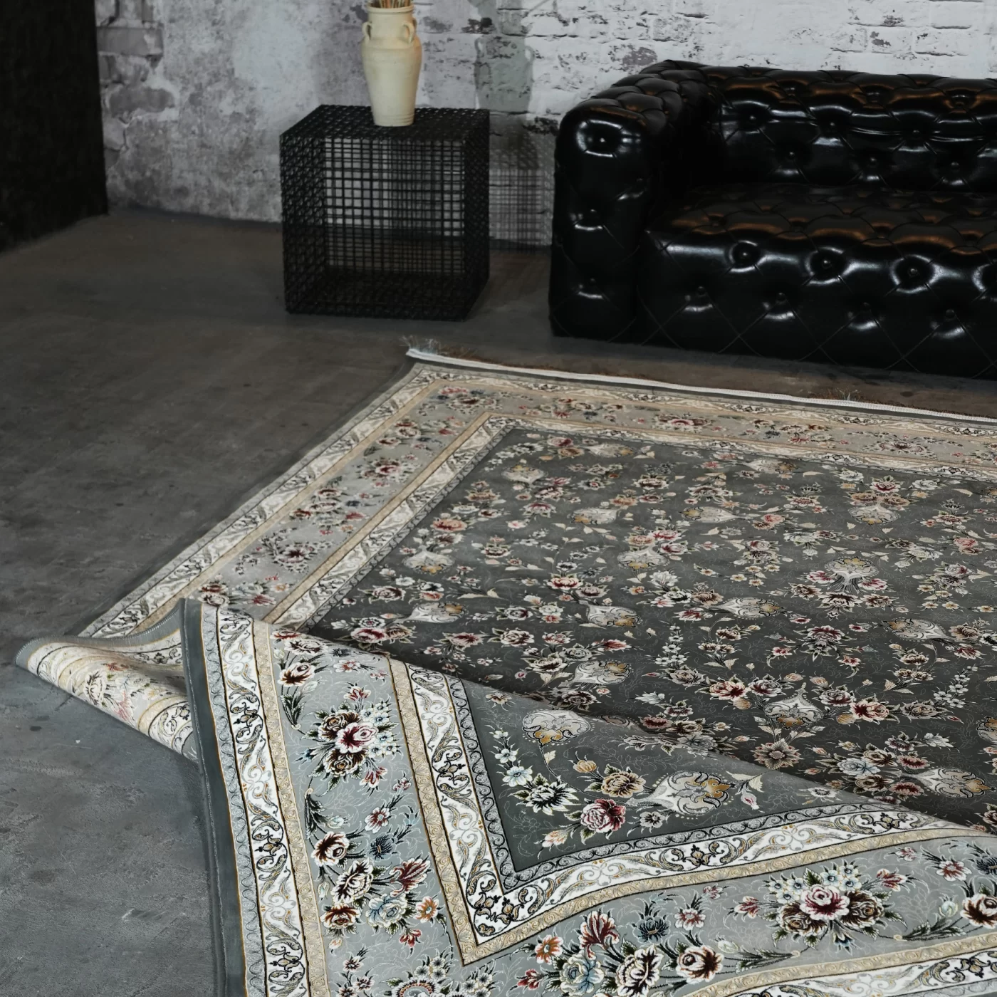 فرش ماشینی 1200 شانه تراکم 3600 گل برجسته طرح آوین دلفینی