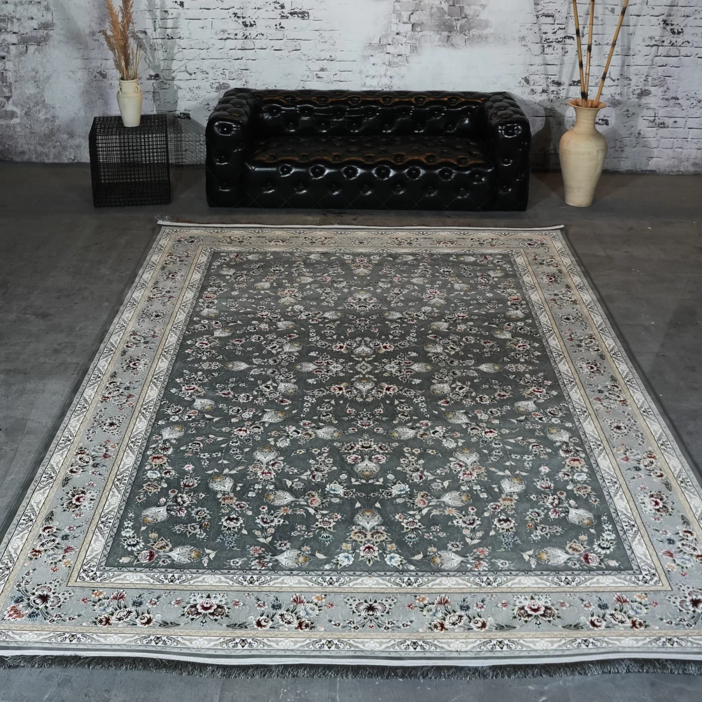 فرش ماشینی 1200 شانه تراکم 3600 گل برجسته طرح آوین دلفینی