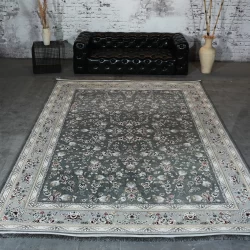 فرش ماشینی 1200 شانه تراکم 3600 گل برجسته طرح آوین دلفینی - بازارفرش - فرش 1200 شانه