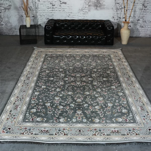 فرش ماشینی 1200 شانه تراکم 3600 گل برجسته طرح آوین دلفینی