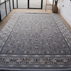 فرش ماشینی 1200 شانه تراکم 3600 گل برجسته طرح آوین نقره ای - بازارفرش - فرش 1200 شانه
