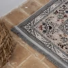 فرش ماشینی 1200 شانه تراکم 3600 گل برجسته طرح آوین نقره ای