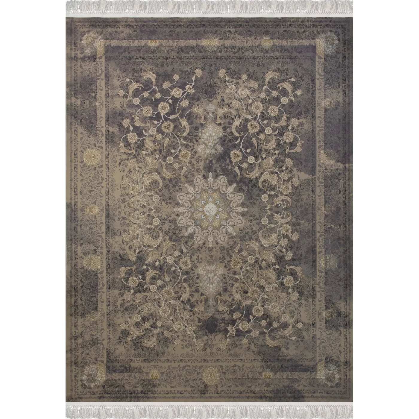 فرش ماشینی 1200 شانه تراکم 3600 گل برجسته طرح اذر صدفی