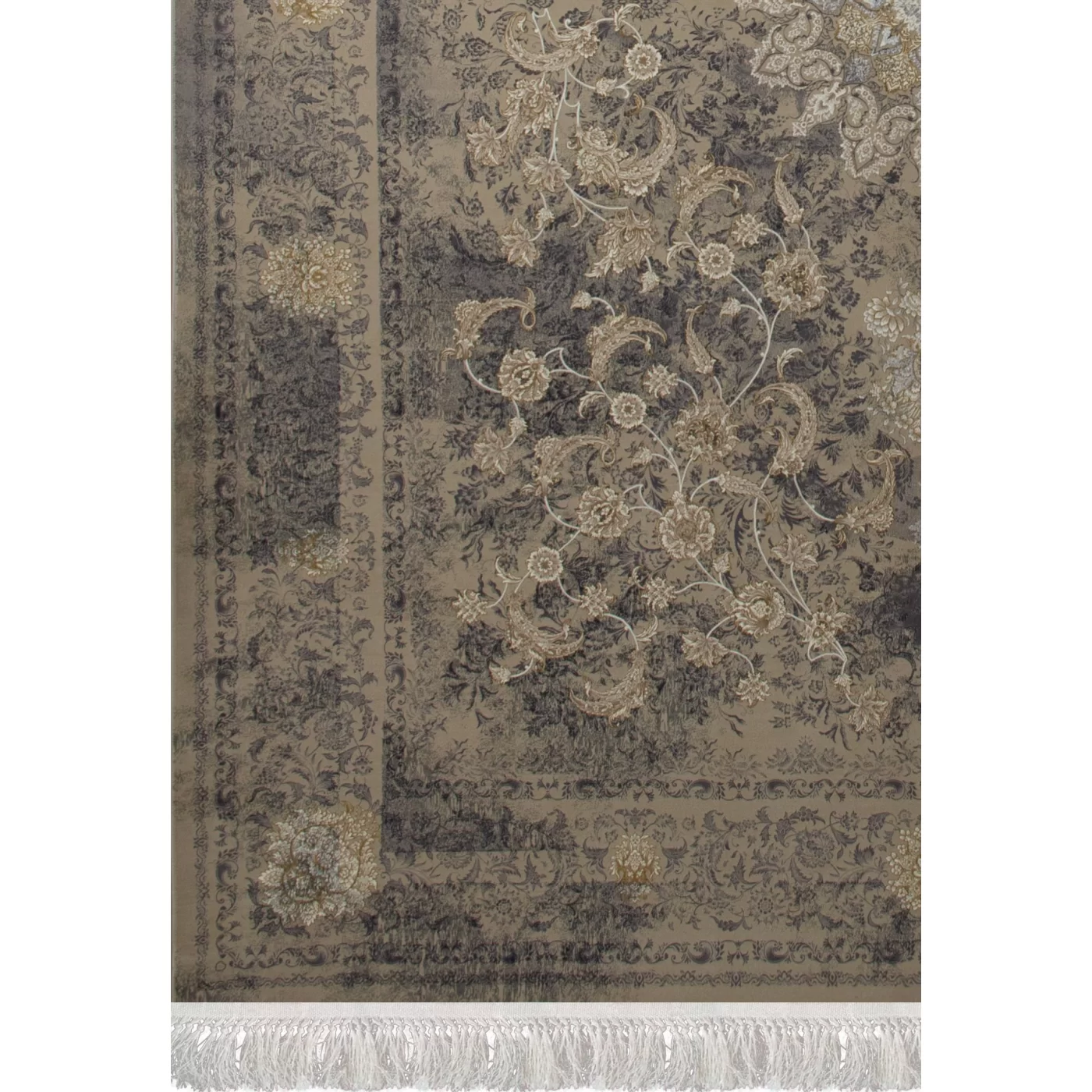 فرش ماشینی 1200 شانه تراکم 3600 گل برجسته طرح اذر صدفی