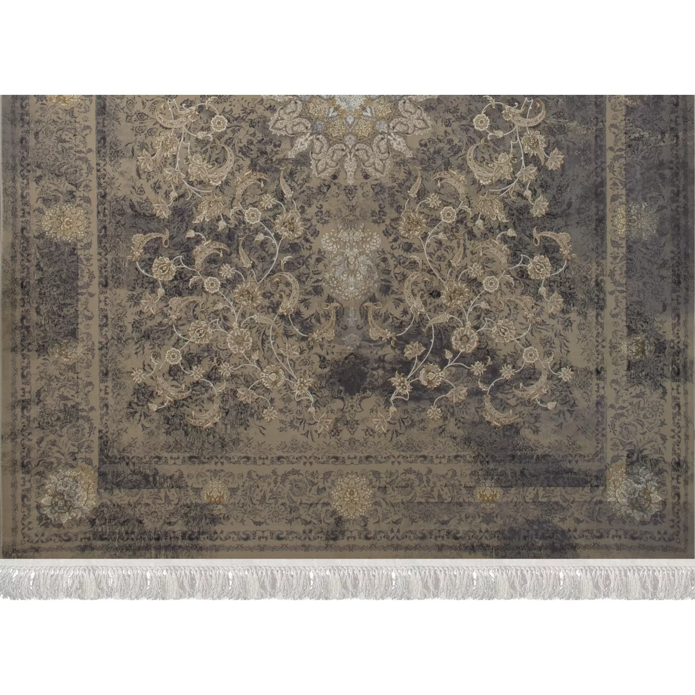 فرش ماشینی 1200 شانه تراکم 3600 گل برجسته طرح اذر صدفی