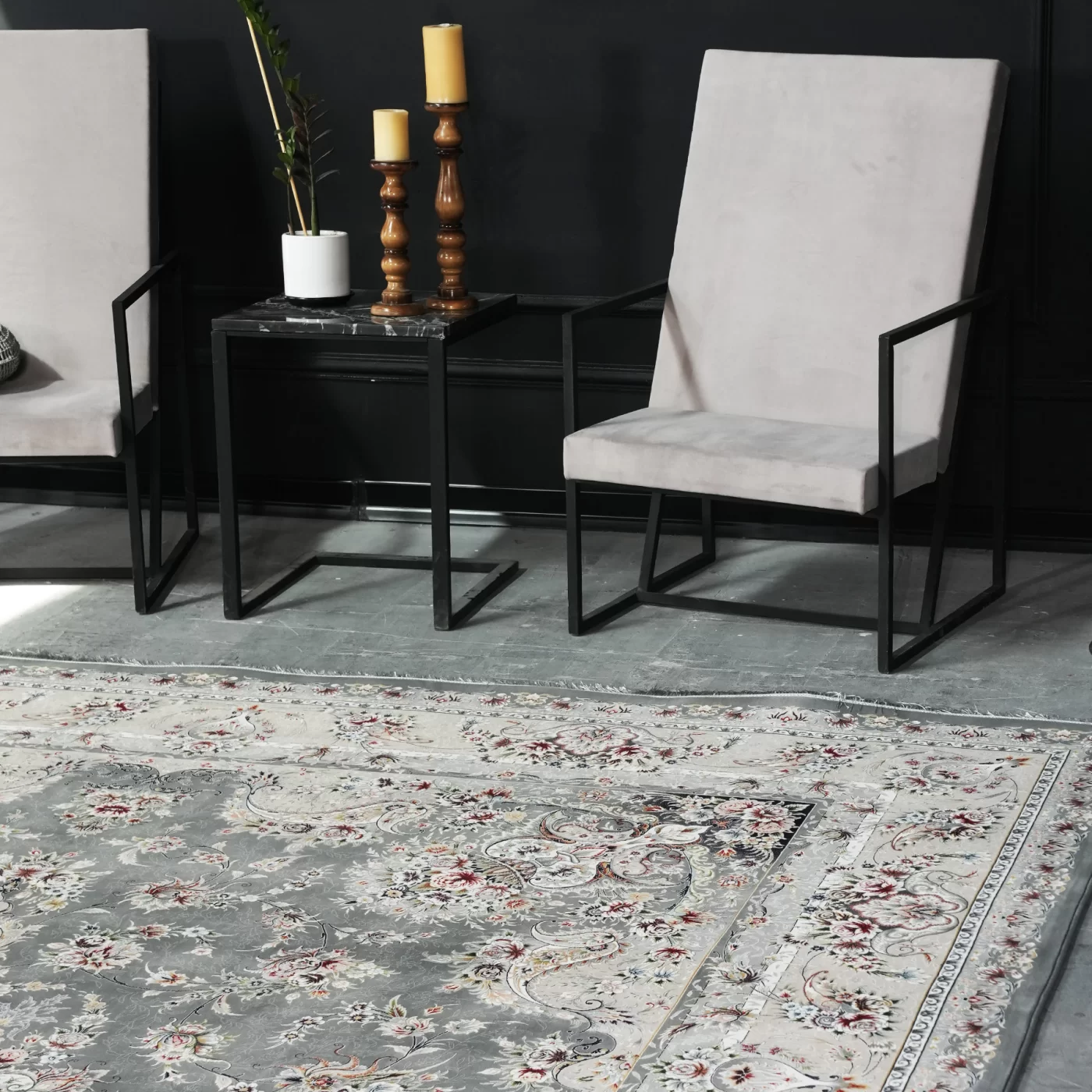 فرش ماشینی 1200 شانه تراکم 3600 گل برجسته طرح آذین دلفینی